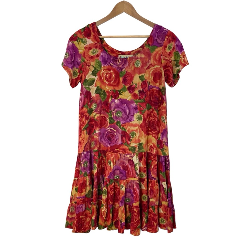 Jams World Vintage Hattie Tiered Dress Potpourri Hawaiian Floral Drop Waist